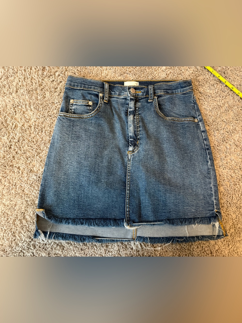 Wilfred Free Classic Blue Denim Skirt - Women's Frayed Hem